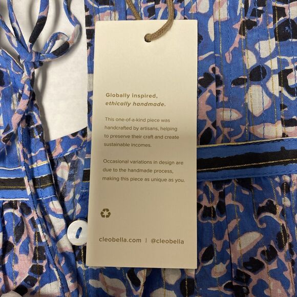 NWT Cleobella Alice Blouse Crop Top Blue Floral Paisley Ruffle Button Ta… - Picture 5 of 8